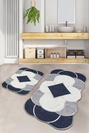 Mijölnir Juego de alfombrillas de baño Corte - Azul oscuro, gris y blanco